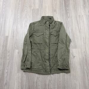 GAP Core Utility Jacket Womens Small Olive Green Babytwed Full Zip Army Military